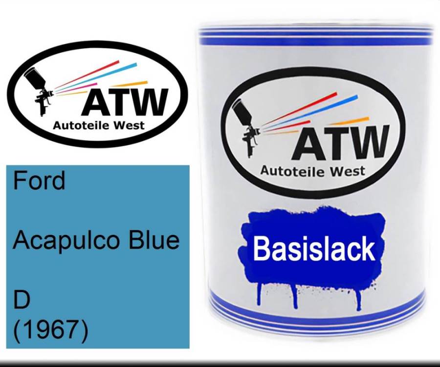 Ford, Acapulco Blue, D (1967): 1L Lackdose, von ATW Autoteile West.